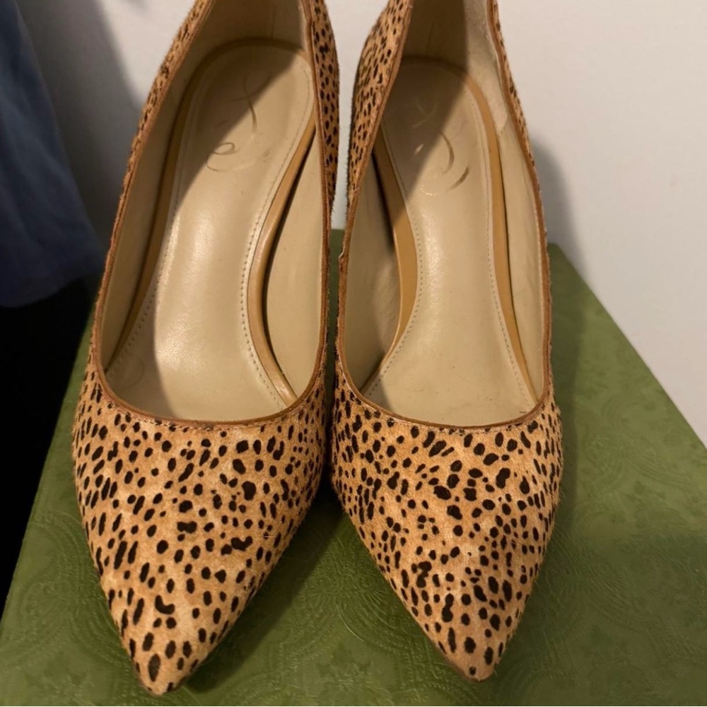 Sam Edelman Tan and Black Spotted Heels